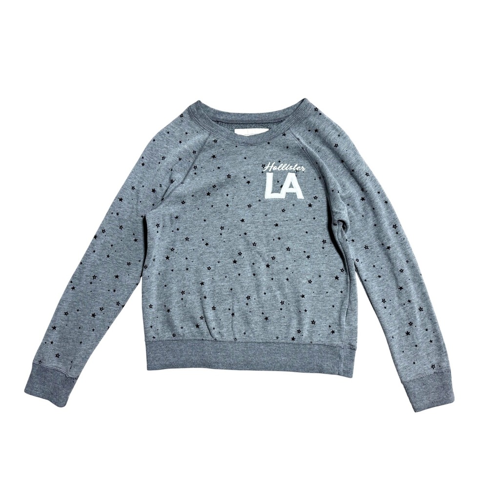 Hollister Sweatshirt Womens XS Gray Crewneck LA Embroidered Star Print Pullover